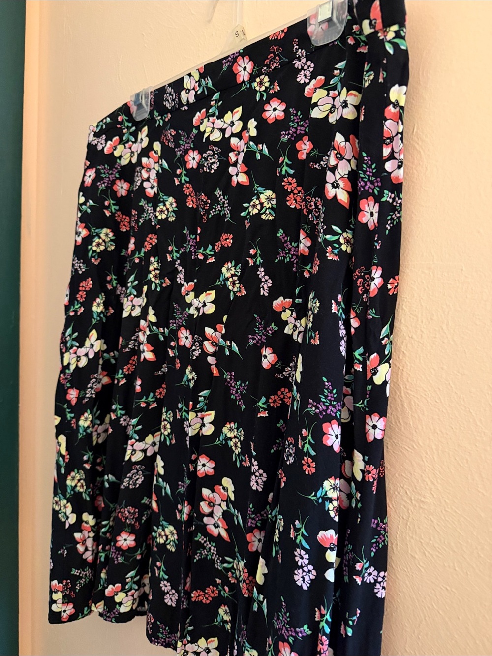 GAP Black Floral Circle Skirt with Multicolor Blooms